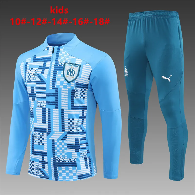 24-25 Marseille Kids Long Sleeve Training Suit Football Shirts 1