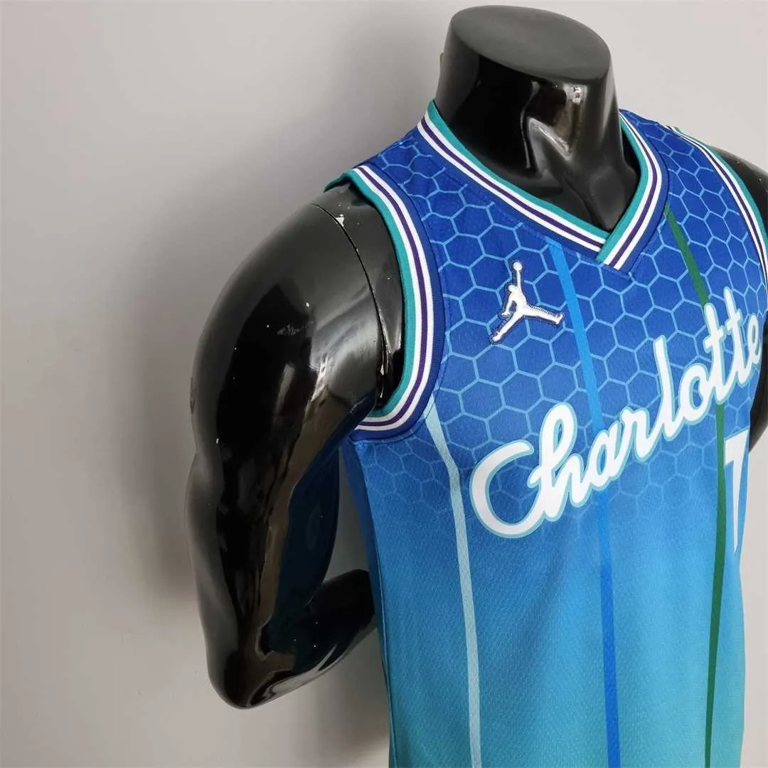 2022 BALL#1 Charlotte Hornets City Edition Blue NBA Jersey 6