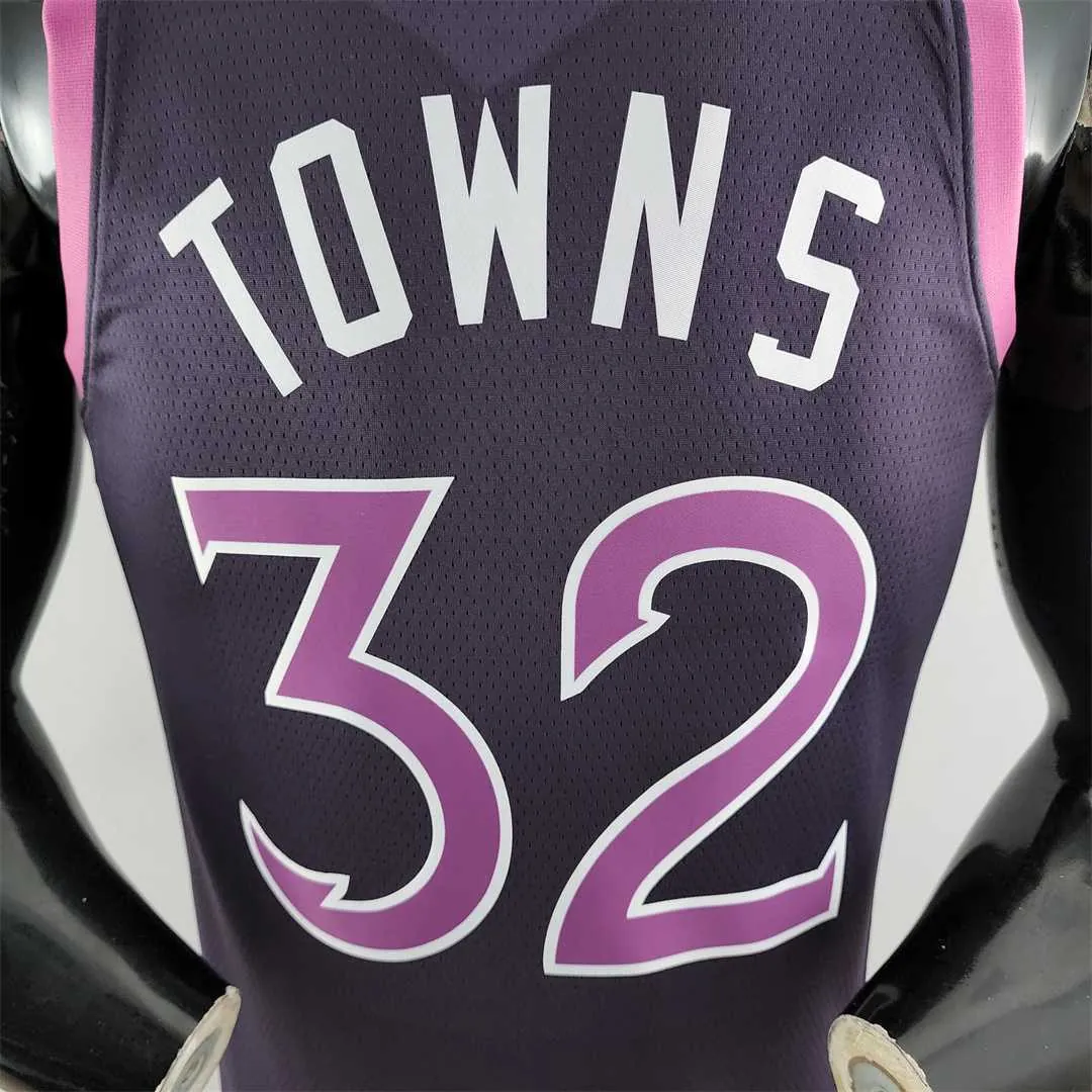 Minnesota Timberwolves TOWNS#32 Black and Purple NBA Jersey 2
