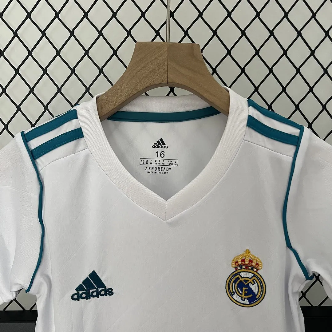 17-18 Real Madrid Home Retro Kids Kit Size-16-28 Soccer Jersey Yupoo 14