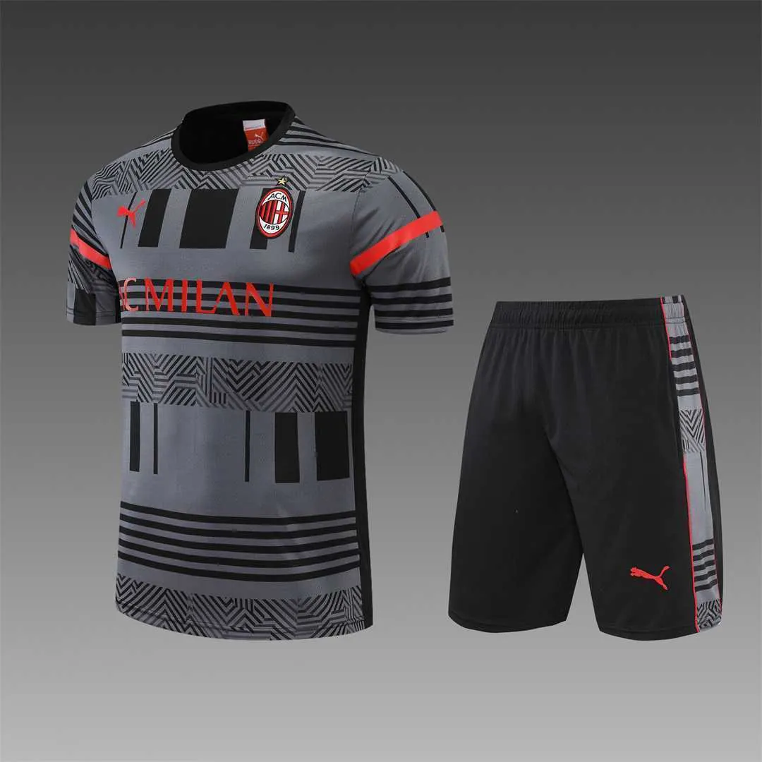 22-23 AC Milan Training Suit Short Sleeve Kit Grey 26