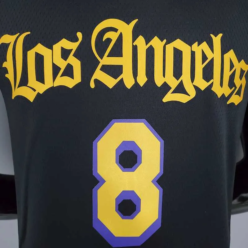 2021 Bryant#8 Los Angeles Lakers Black Latin Black 7