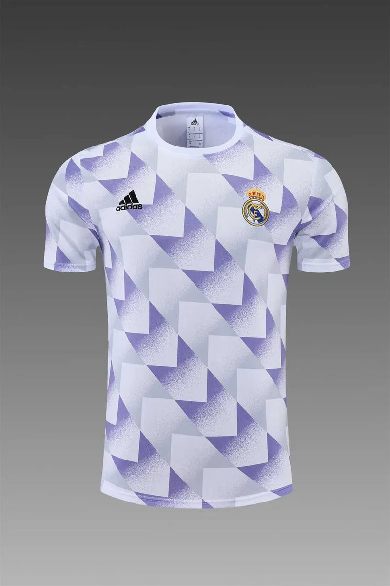 22-23 Real Madrid training suit short sleeve kit white and blue colorblock 16