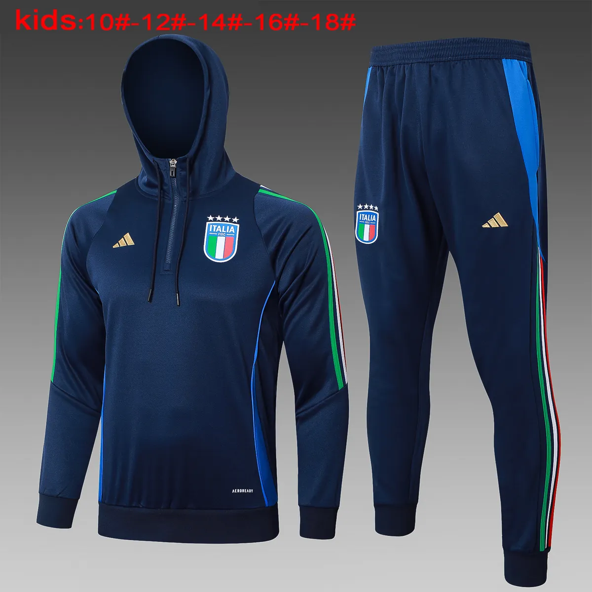 2024 Italy Kids Hoodie Long Sleeve Training Suit Football Shirts 1