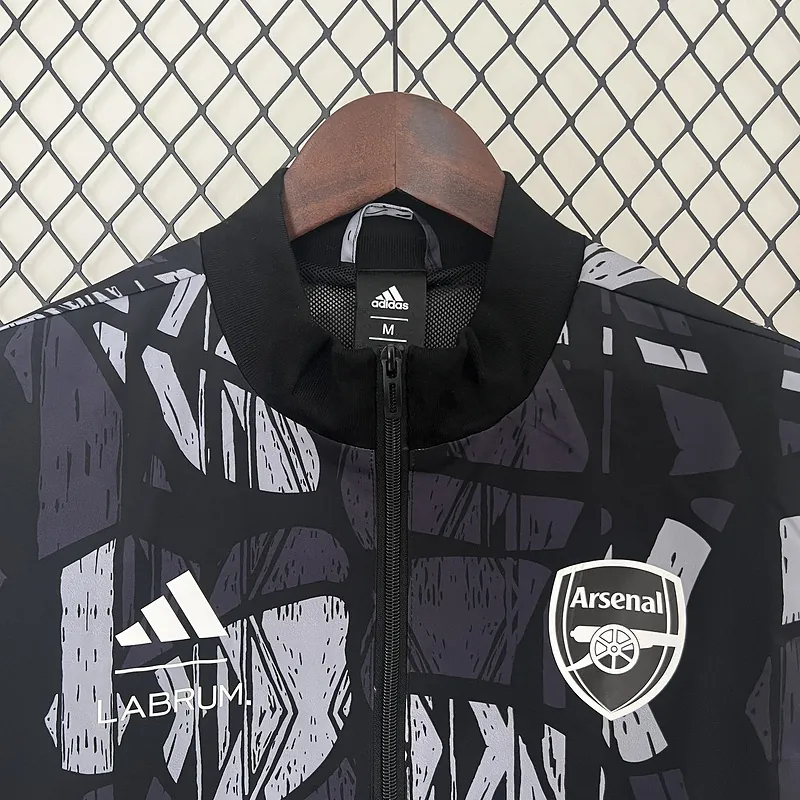 24-25 Arsenal Grey&black Windbreaker Jacket Football AAAAJersey Yupoo 3