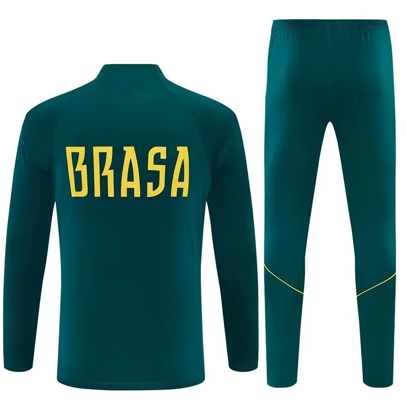 2026 Brazil Mens Kit Dark Green Half Pull Training Suit Yupoo 7 3