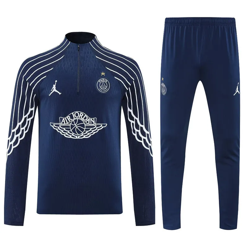 25-26 PSG x Jordan Navy Football Tracksuits Long Jacket Suits 3