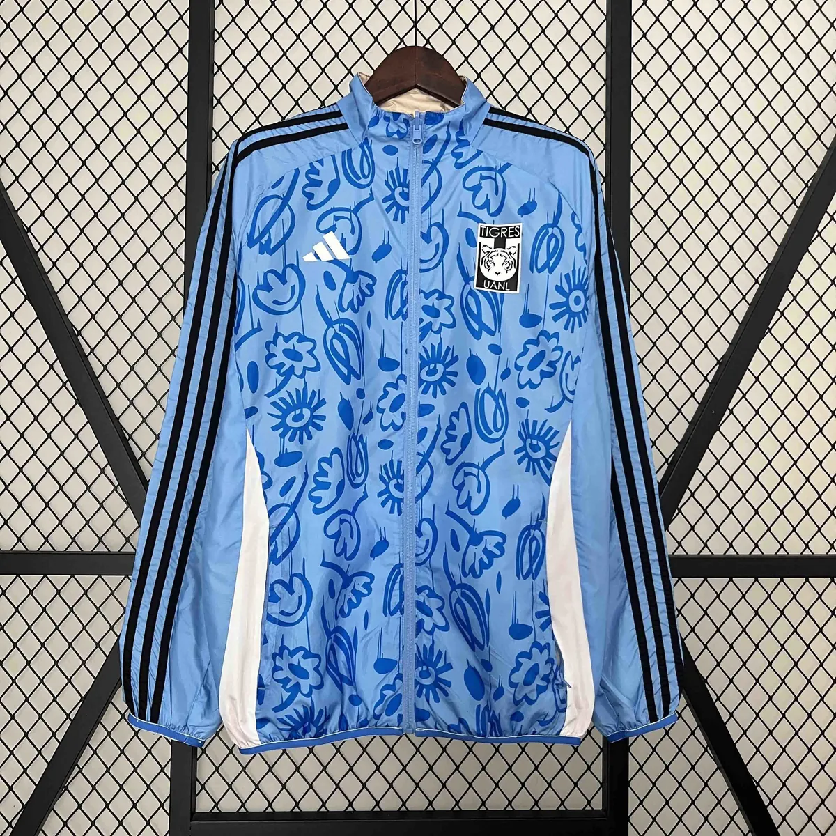 2024 Tigres UANL Beige&Blue Trench Coat Reversible Windbreaker Double-Sides Jacket 5