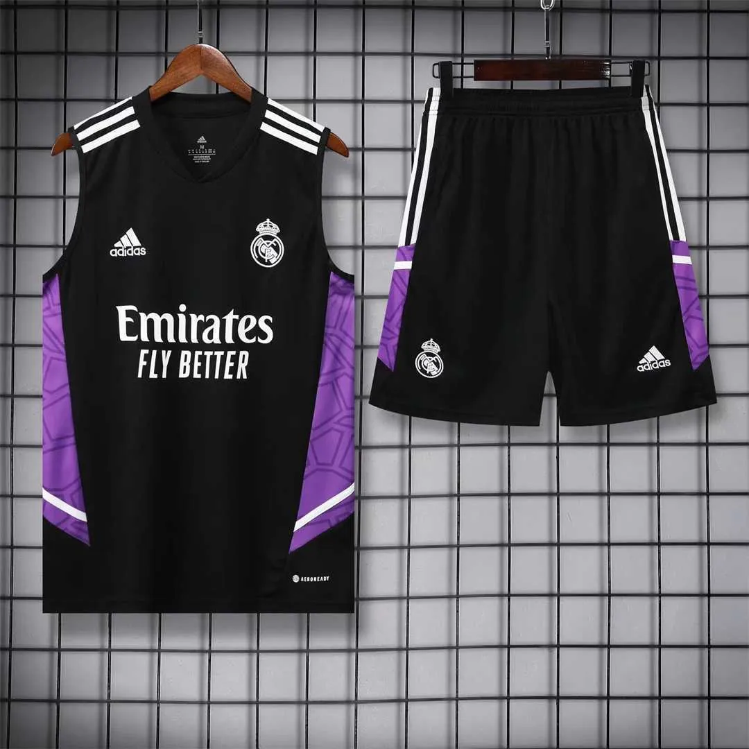 22-23 Real Madrid vest training suit kit black 5