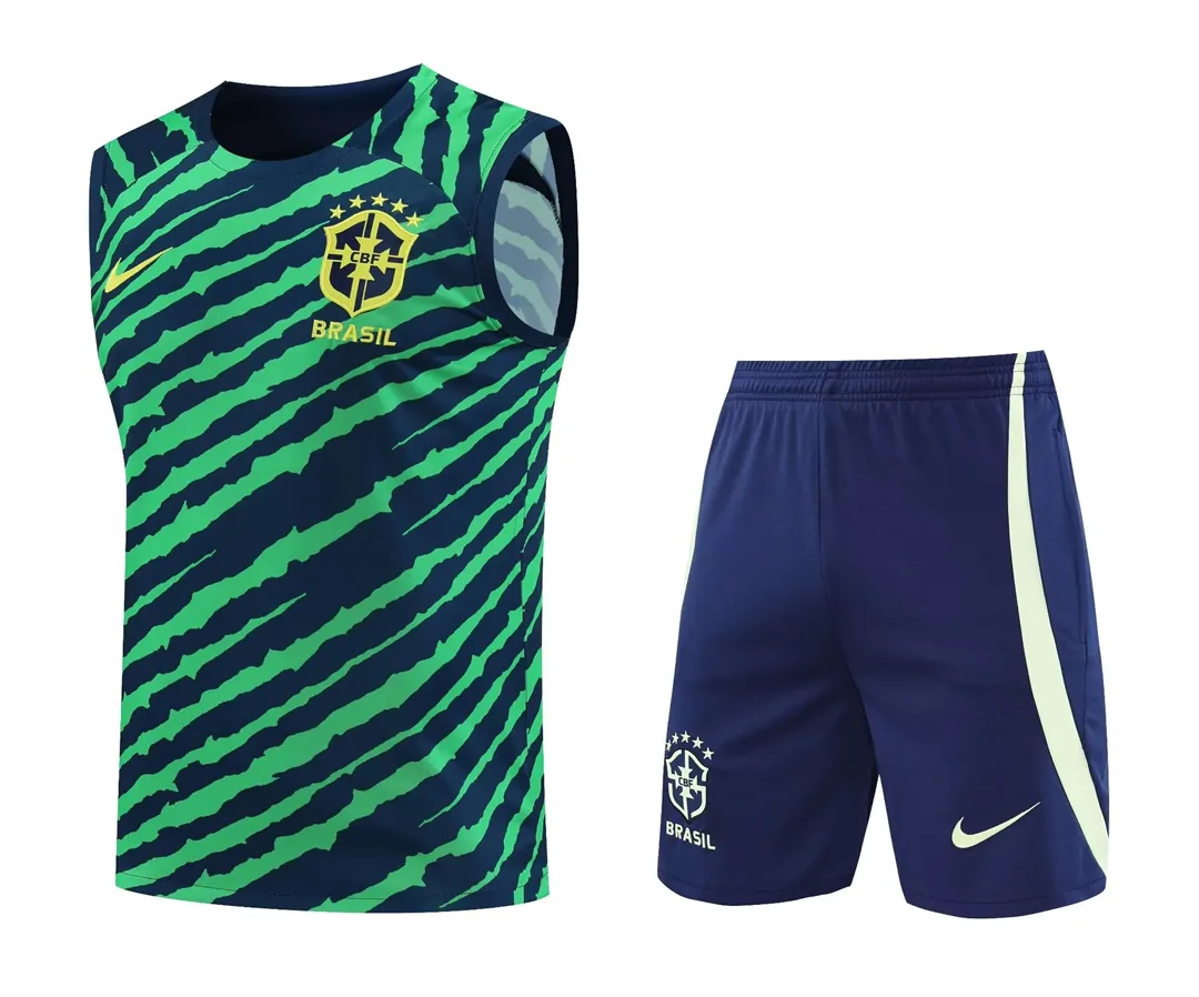 2022 Brazil vest training suit green 12