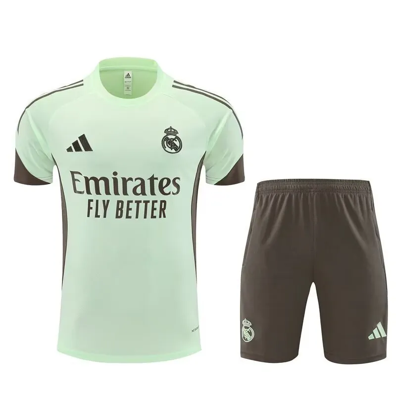 25-26 Real Madrid Training Kits Light Green Football Tracksuits 3