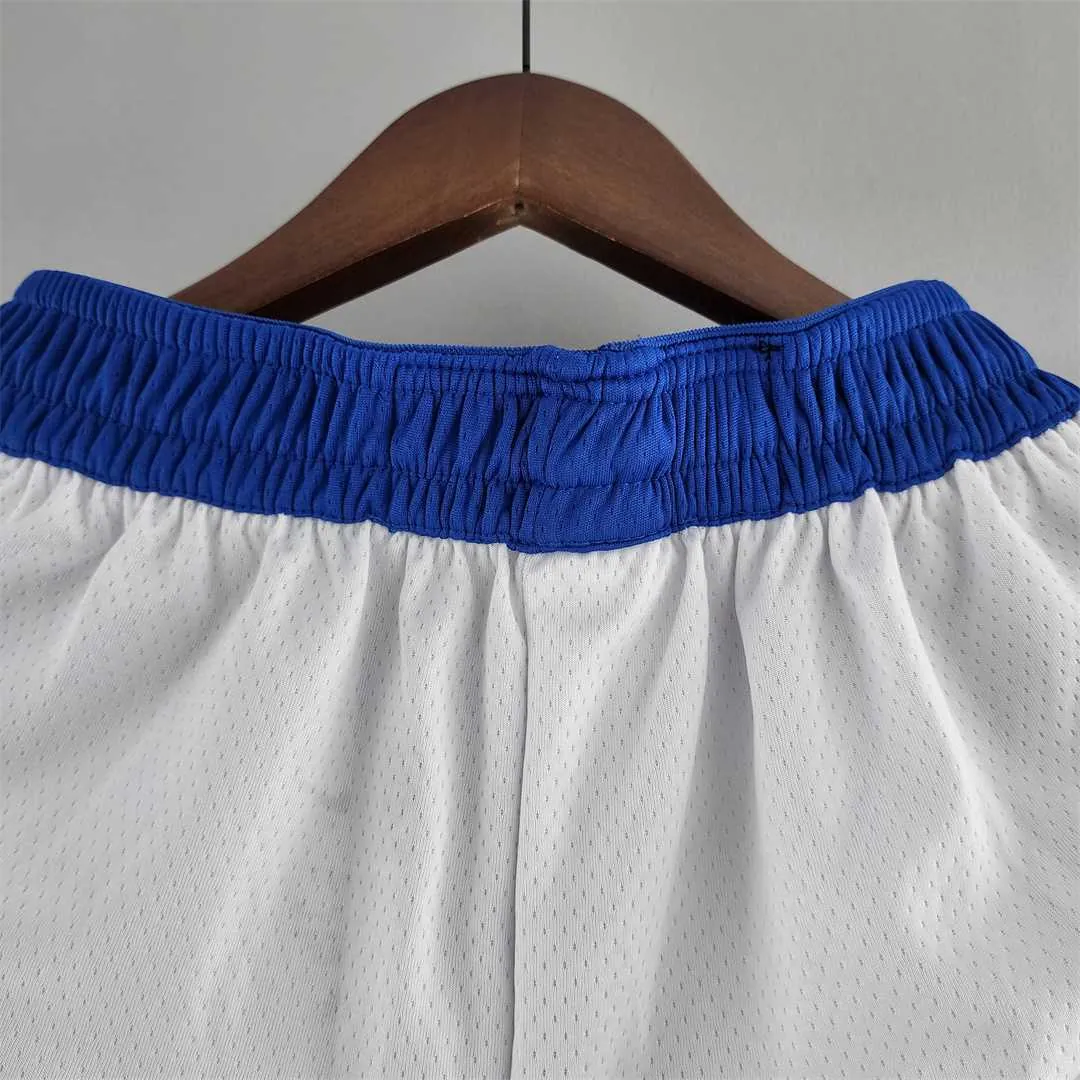 Golden State Warriors NBA Shorts White Blue Trim 4