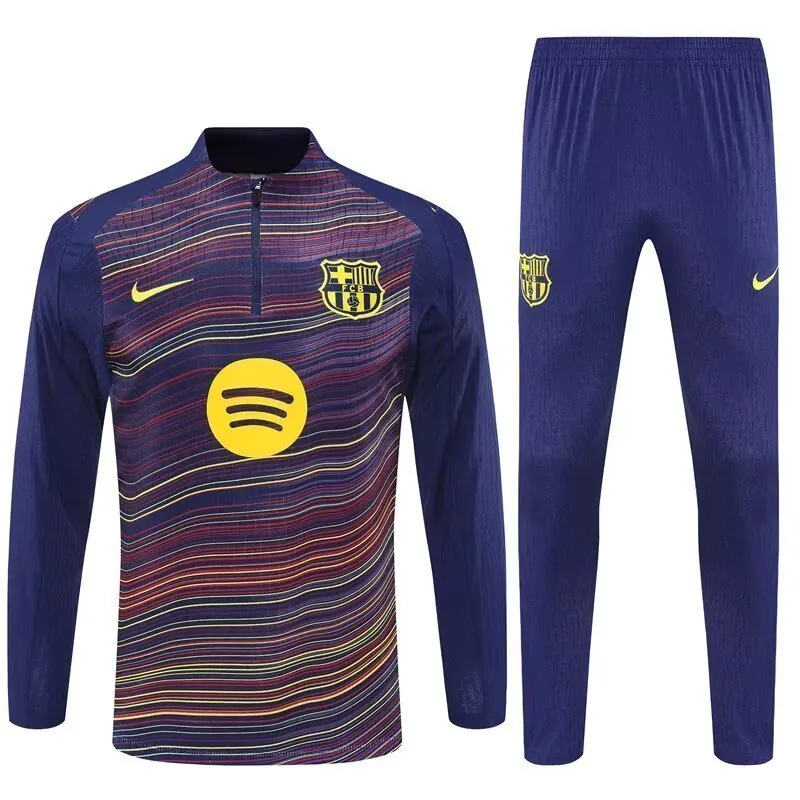 25-26 Barcelona Navy Training Kits Long Football Tracksuits 3