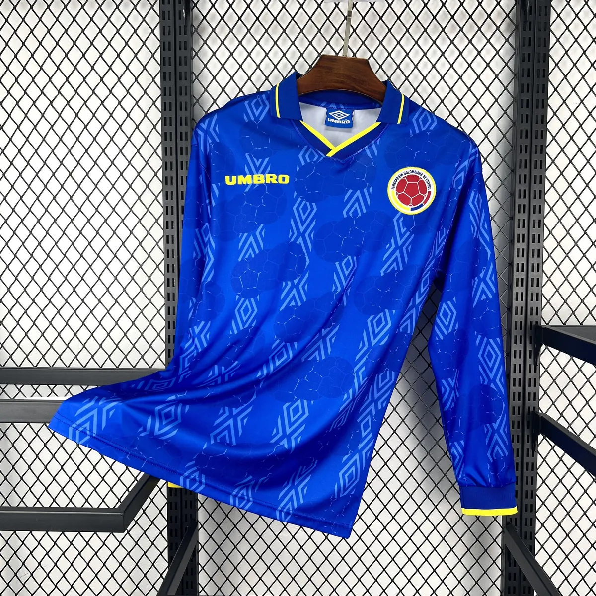 1994 Colombia Retro Mens Away Kit Football Long Sleeve Shirt AAAAJersey Supply Yupoo 6 3