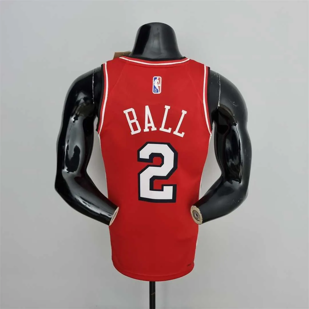 75th Anniversary 2022 Season Chicago Bulls BALL #2 City Edition Red NBA Jersey 3