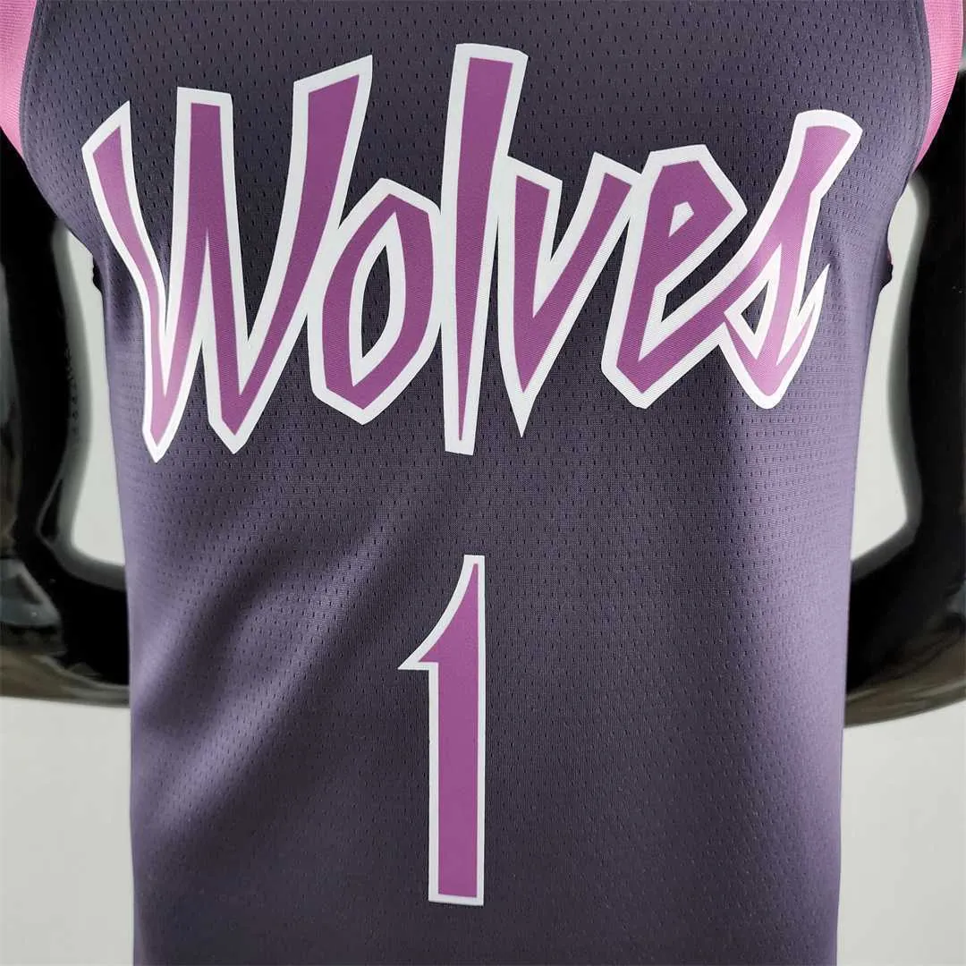 Minnesota Timberwolves EOWAROS#1 Black and Purple NBA Jersey 1