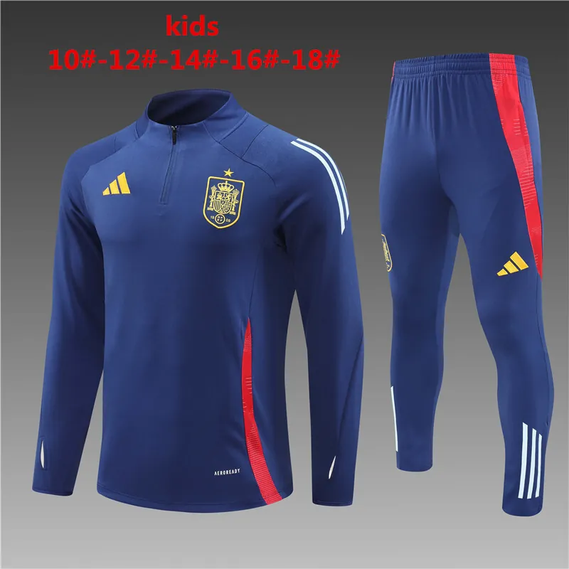 2024 Spain Kids Long Sleeve Training Suit Football Shirts 1