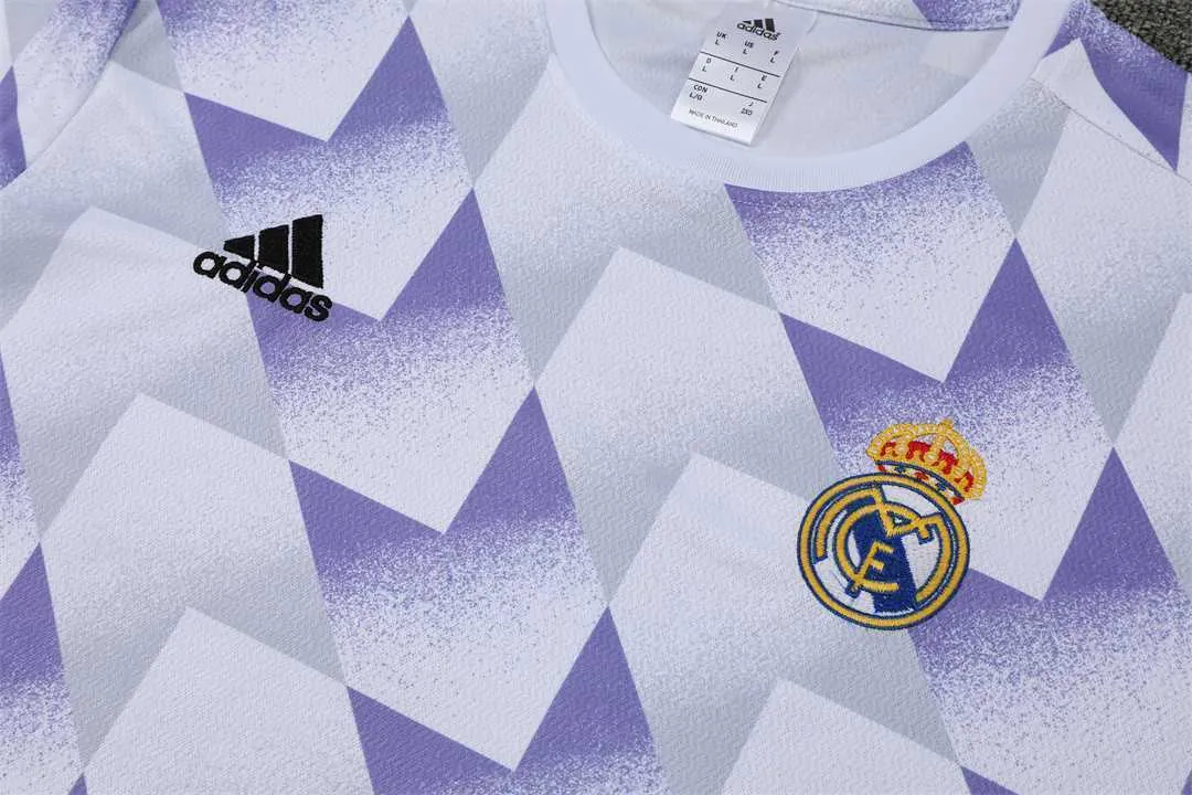 22-23 Real Madrid training suit short sleeve kit white and blue colorblock 10