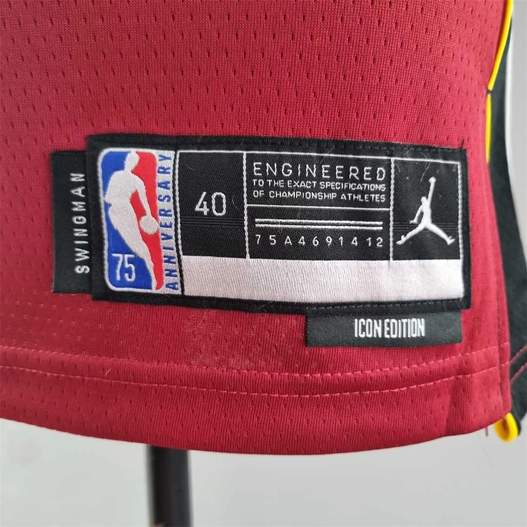 75th Anniversary Miami Heat Jordan JAMES #6 Burgundy NBA Jersey 3