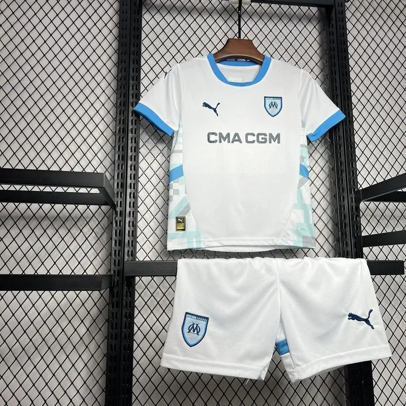 24-25 Marseille Home Kid Kits Youth Apparels Sport AAAAJersey Yupoo 5
