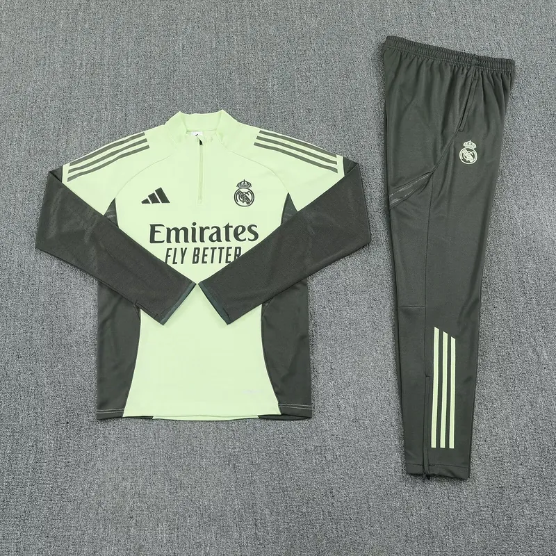 25-26 Real Madrid Light Green Training Kits Long Football Tracksuits 1