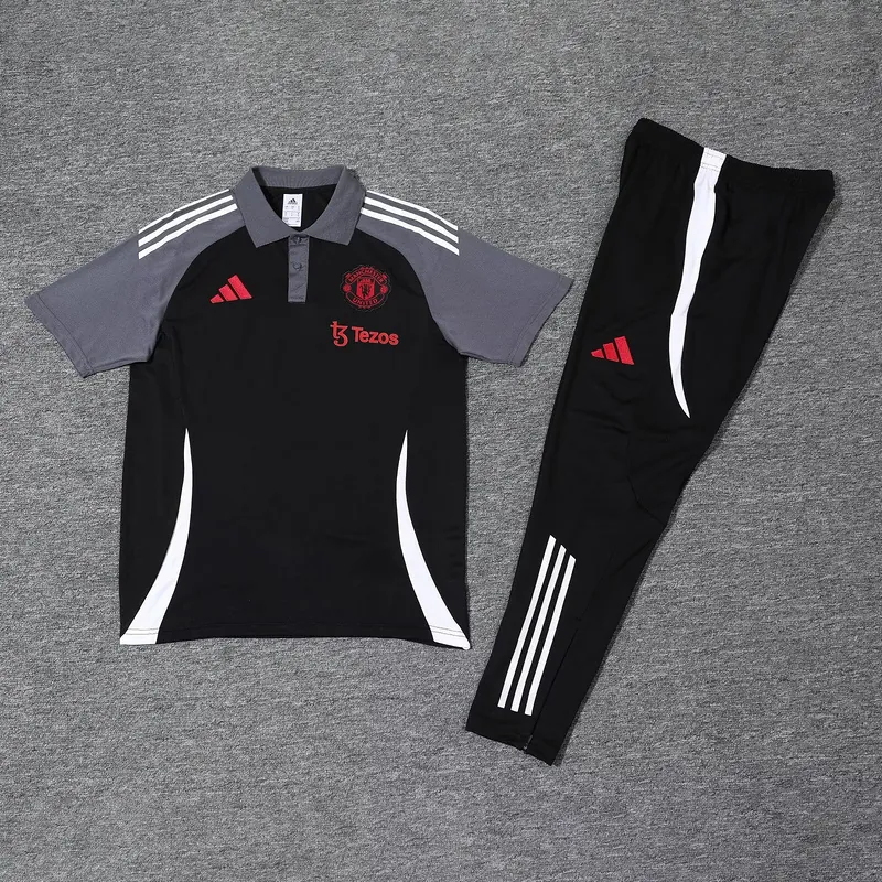 25-26 Manchester United Black POLO Training Kits Football Tracksuits 2