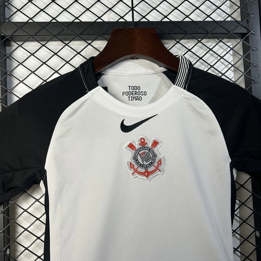 25-26 Corinthians Home Kid Kits Youth Apparels Soccer AAAAJersey Yupoo 4