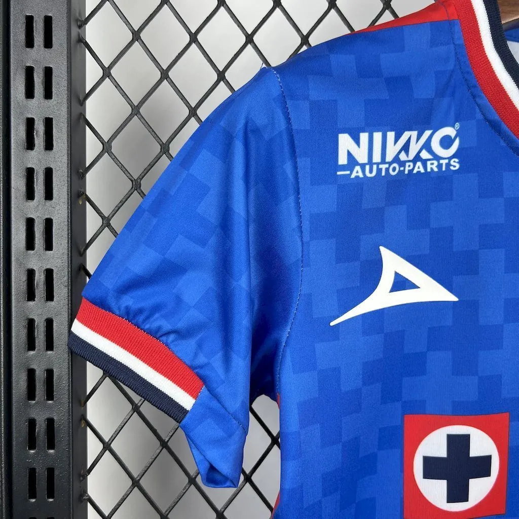 25-26 Cruz Azul Home Kid Kits Youth Apparels Soccer AAAAJersey Supplier Yupoo 3