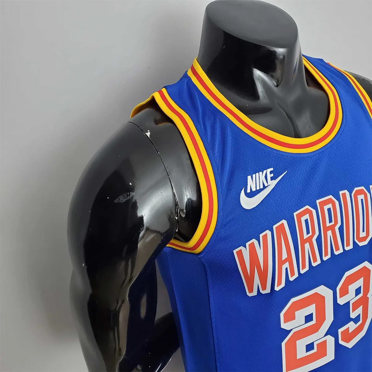 75th Anniversary Green#23 Warriors Vintage Blue NBA Jersey 3