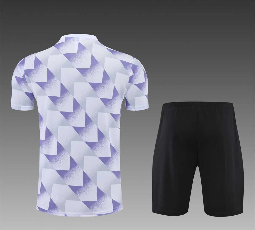 22-23 Real Madrid training suit short sleeve kit white and blue colorblock 11