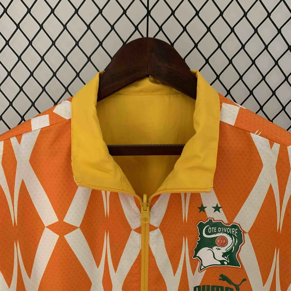 2024 Ivory Coast Reversible Windbreaker Yellow&Orange Double-Sides Jacket Soccer Jerseys For Sa 1