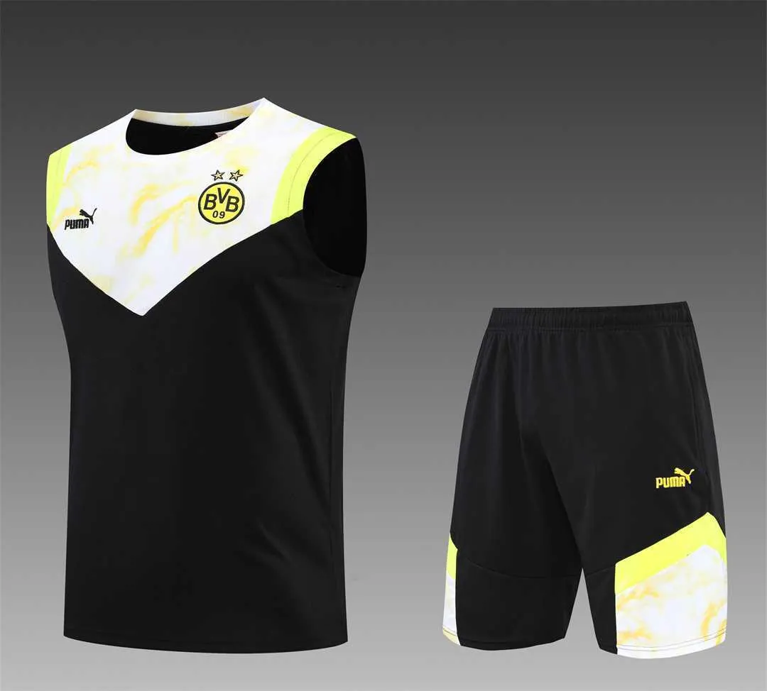 22-23 Dortmund vest training suit kit black and white 20
