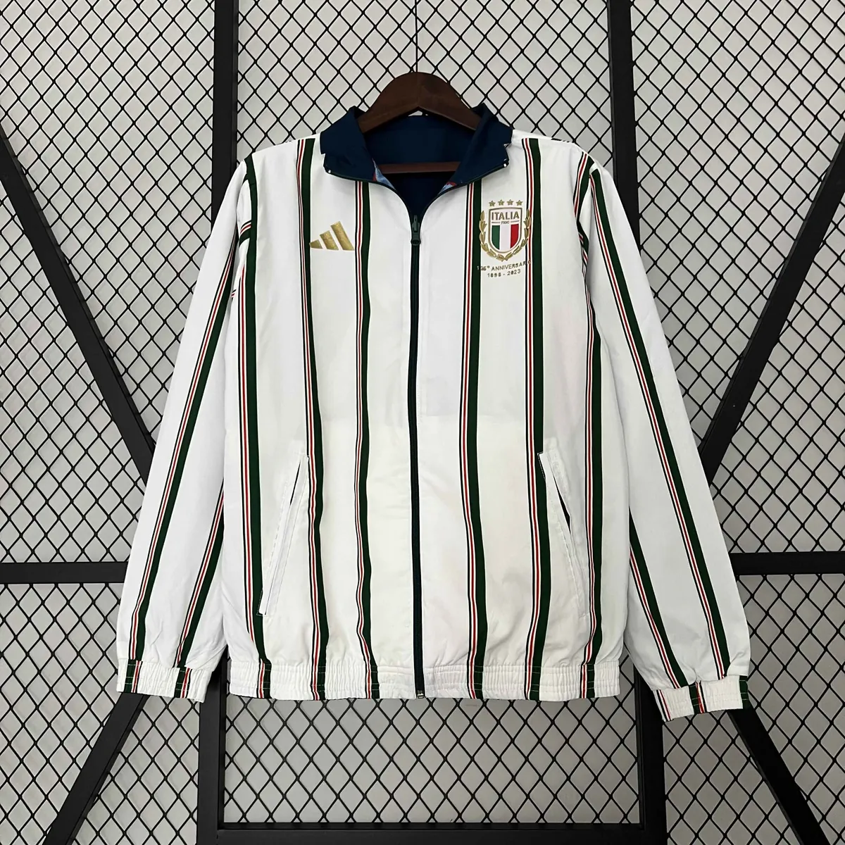 2024 Italy Reversible Windbreaker White&Blue Double-Sides Jacket Soccer Jerseys For Sale 6