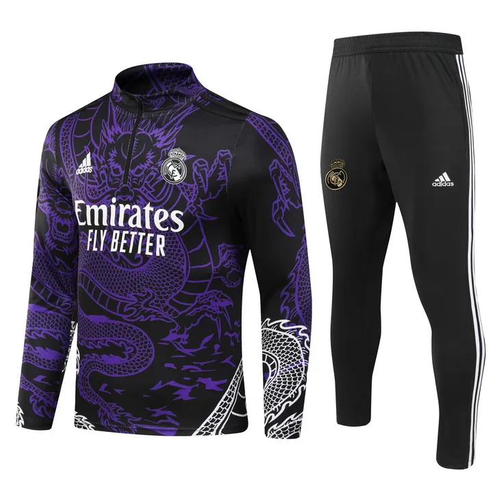 23-24 Real Madrid Purple Training Suit Long Sleeve Sweat Kits Best Jerseys Yupoo 3
