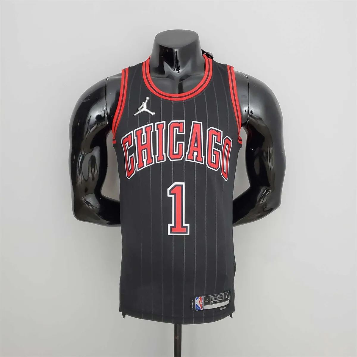 75th Anniversary Rose #1 Bulls Flyers Black NBA Jersey 9