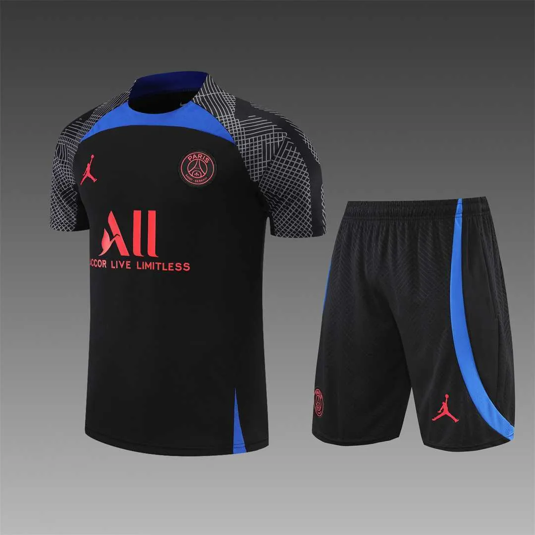 22-23 PSG training suit short sleeve kit Black Blue 21