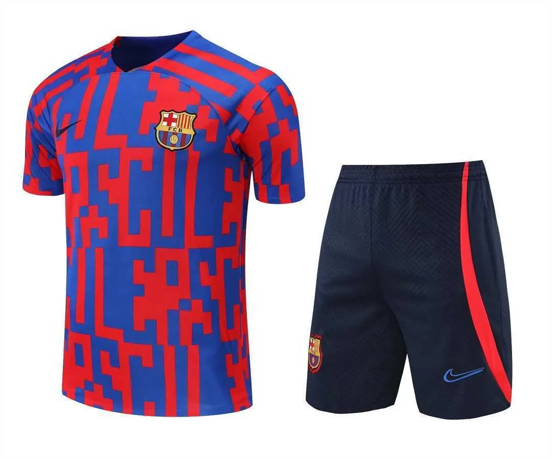22-23 Barcelona training suit Short Sleeve kit red and blue camouflage 21