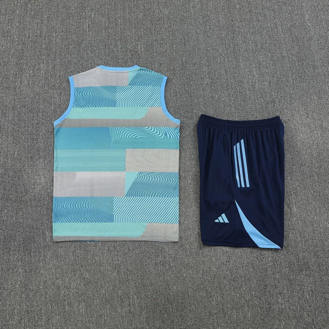 25-26 Real Madrid Training Kits Light Blue Football Vest Suits 2