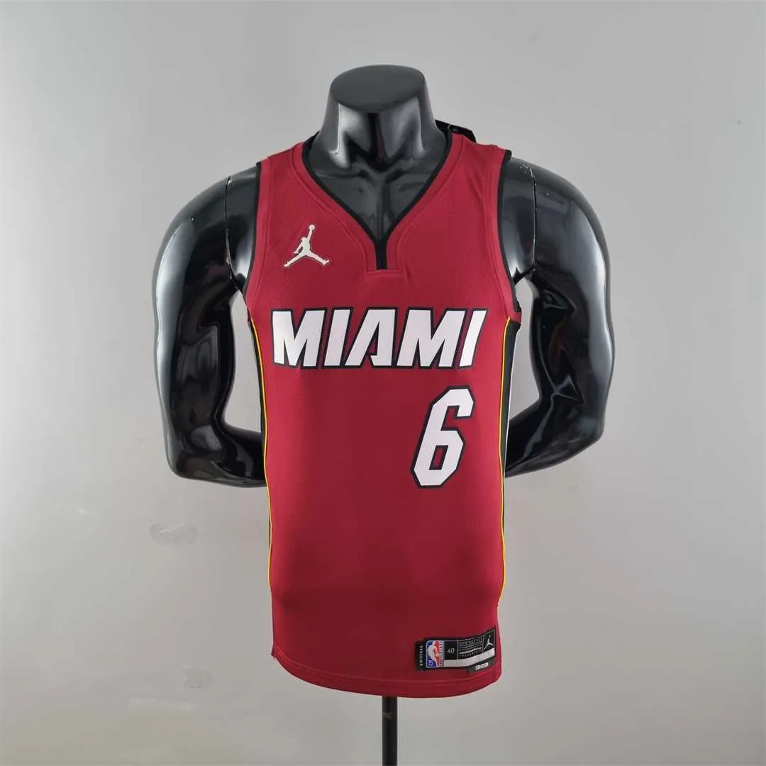 75th Anniversary Miami Heat Jordan JAMES #6 Burgundy NBA Jersey 10