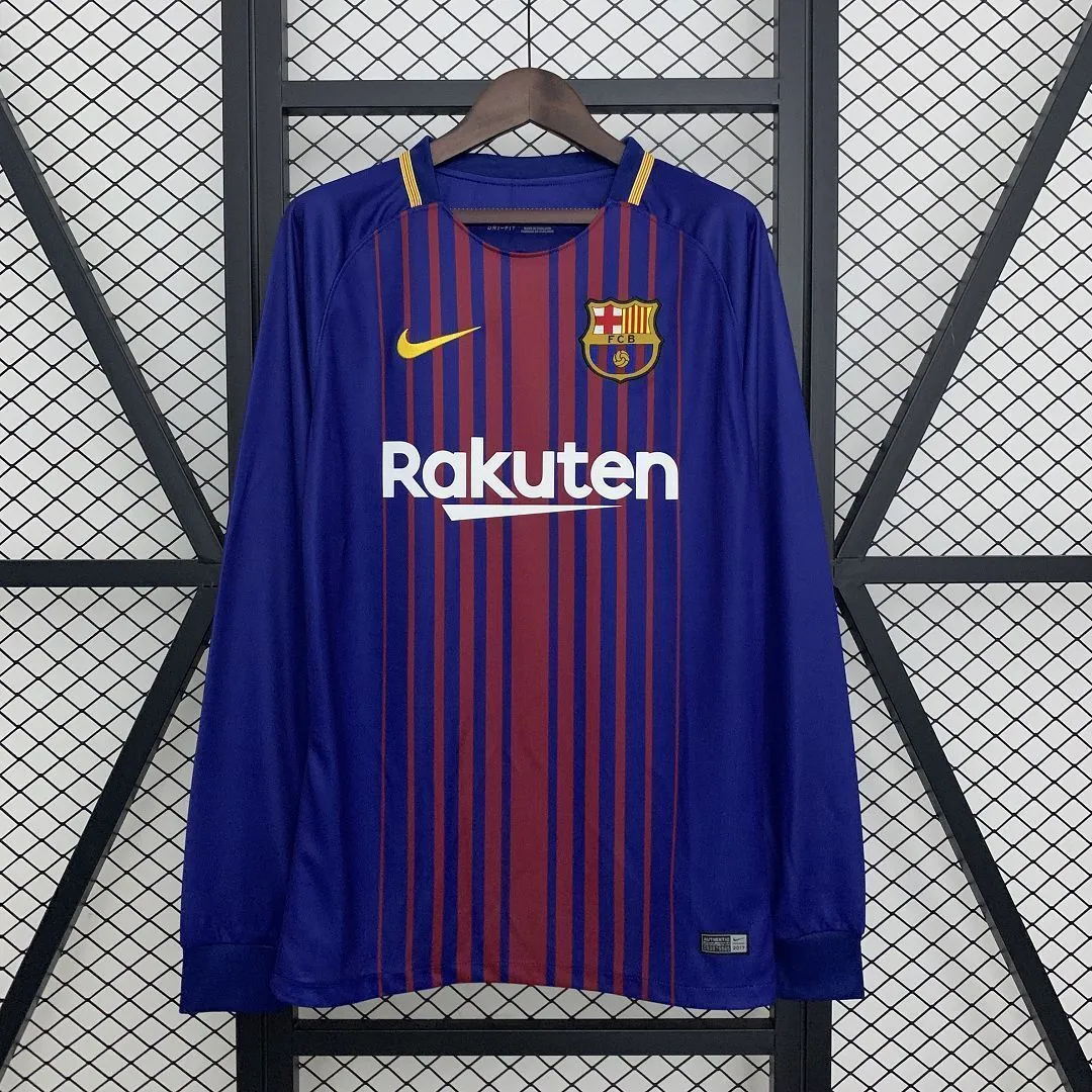 17-18 Barcelona Home Retro Long Sleeve Kit Vintage Shirt AAAAJersey Wholesale Yupoo 7