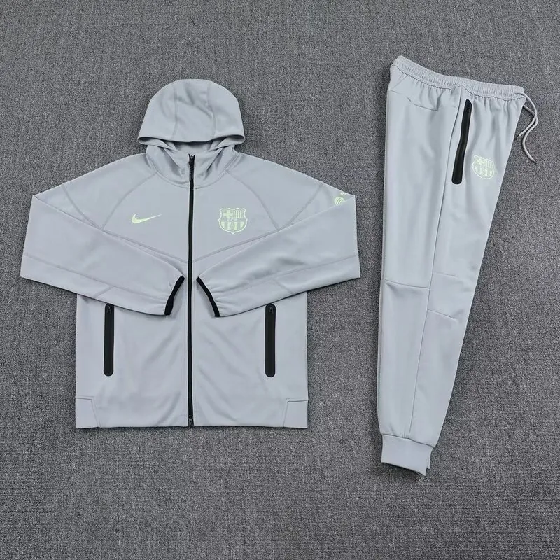 25-26 Barcelona Grey Football Tracksuit Long Jacket Suits 2