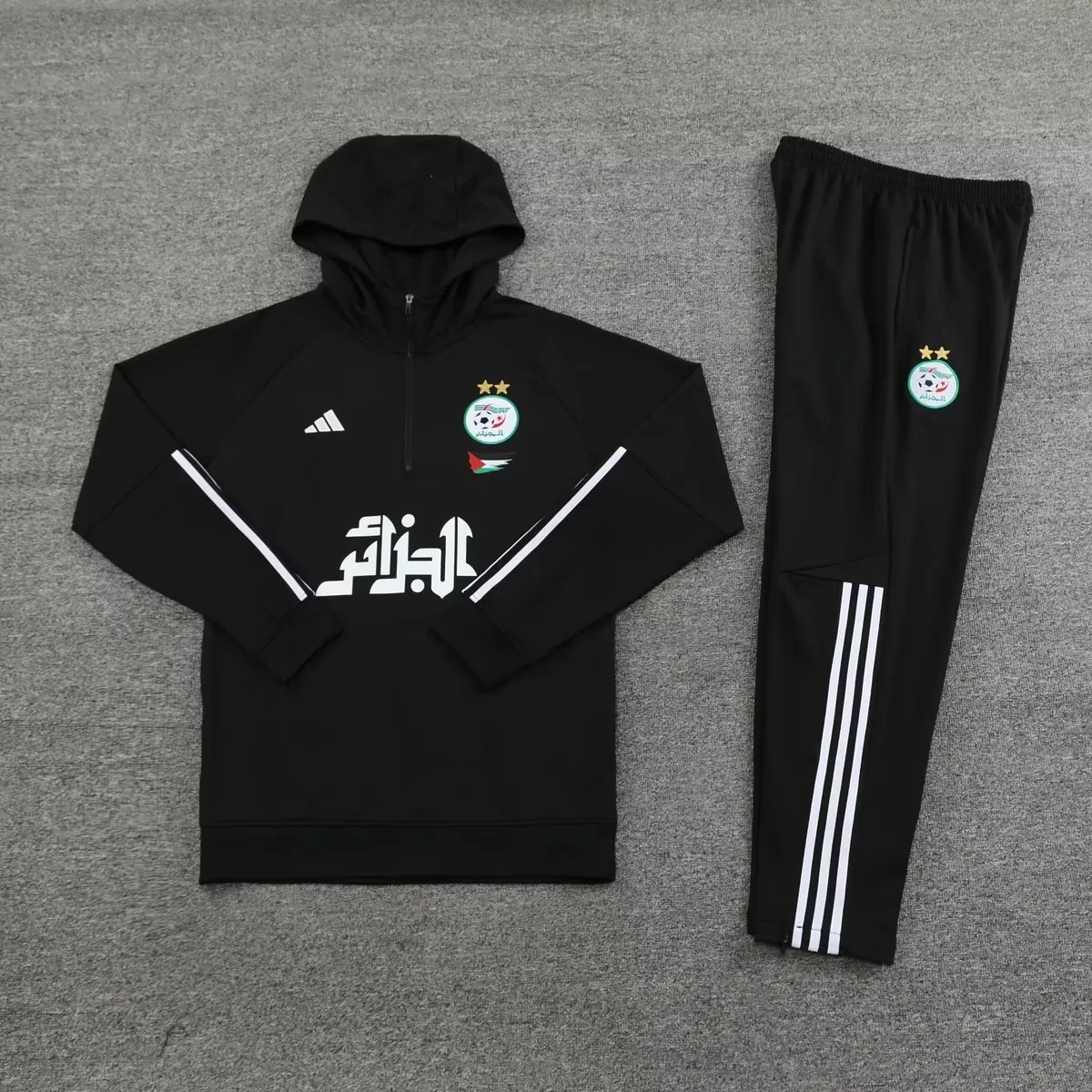 23-24 Algeria Black Hoodie Long Sleeve Training Suit Yupoo 2