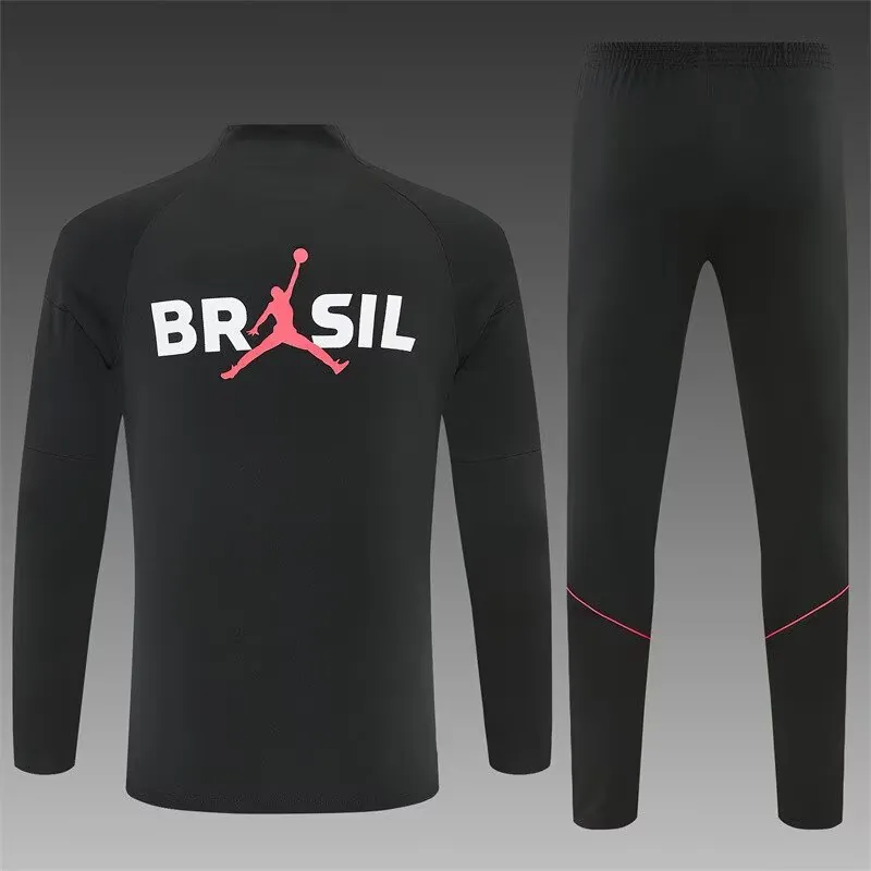 2026 Jordan Brazil Mens Kit Black Orange Half Pull Training Suit Yupoo 7 6