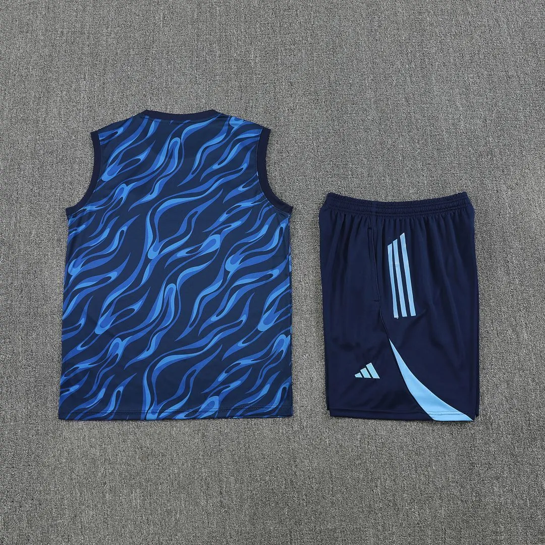 25-26 Real Madrid Training Kits Blue Football Vest Suits 3