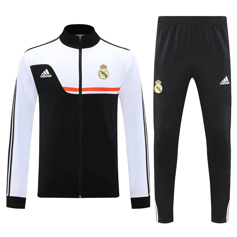 25-26 Real Madrid White&Black Football Tracksuits Long Jacket Suits 3