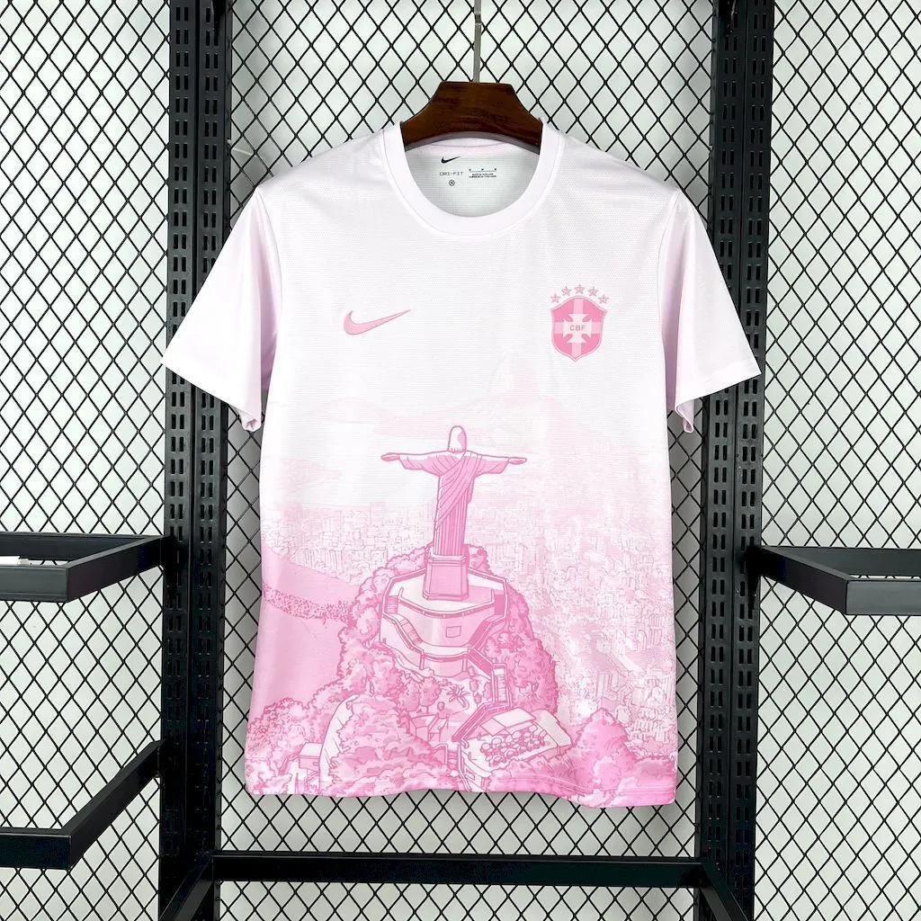 2025 Brazil Cristo Redentor Pink Special Edition T-Shirt Football Apparels Soccer AAAAJersey Yu 1