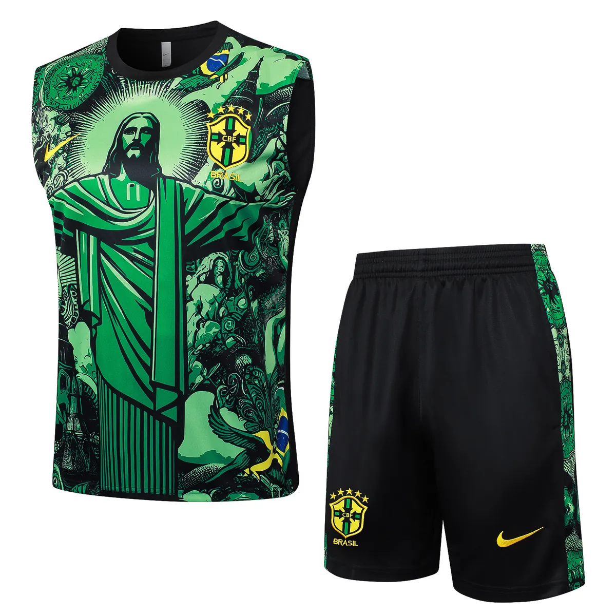 2024 Brazil Christ the Redeemer Green Vest Kit Soccer AAAAJersey Yupoo 3