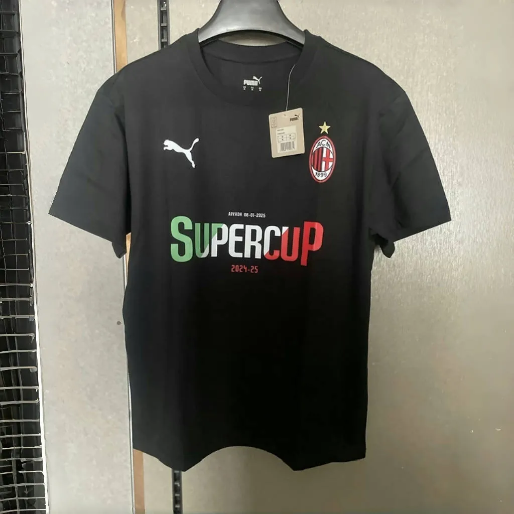 25-26 AC Milan Black Super Cup Champions Cotton T-Shirt AAAAJersey Supplier Yupoo 2