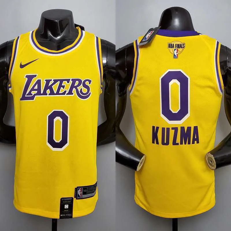New KUZMA #0 Lakers Commemorative Edition Round neck yellow 9