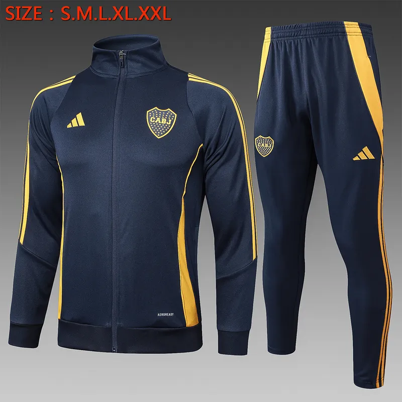 24-25 Boca Navy Football Tracksuit Long Jacket Suits 5